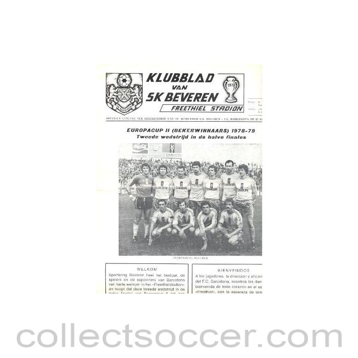1979 Beveren v Barcelona official programme 25/04/1979 European Cup Winners Cup Semi-Final