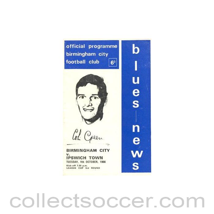 1966 - Birmingham City v Ipswich Town official programme 04/10/1966