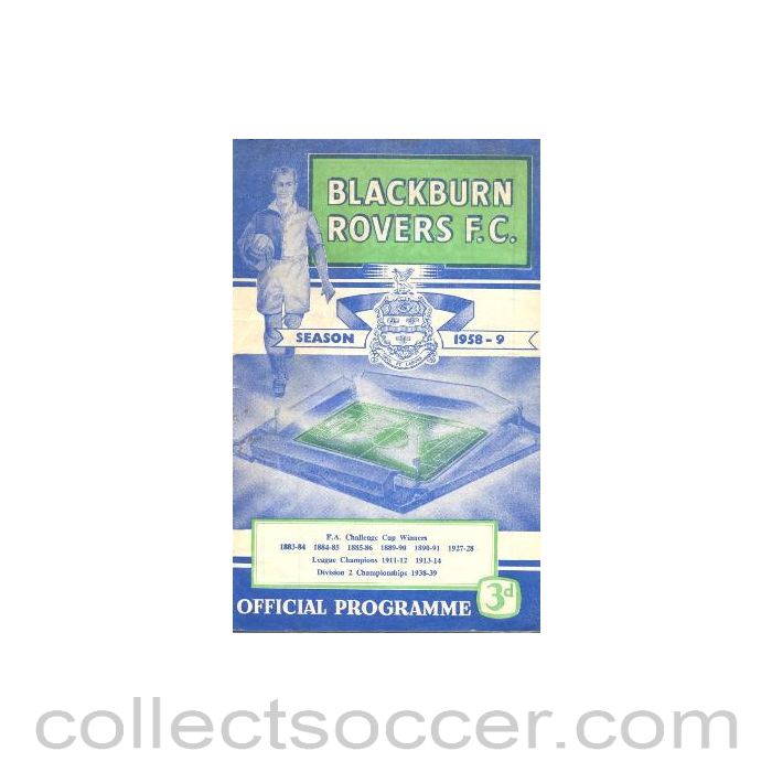 1959 - Blackburn Rovers v Manchester City official programme 18/04/1959