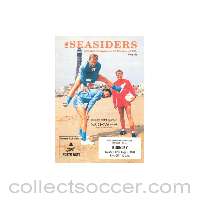 1989 - Blackpool v Burnley official programme 22/08/1989 Littlewoods Cup