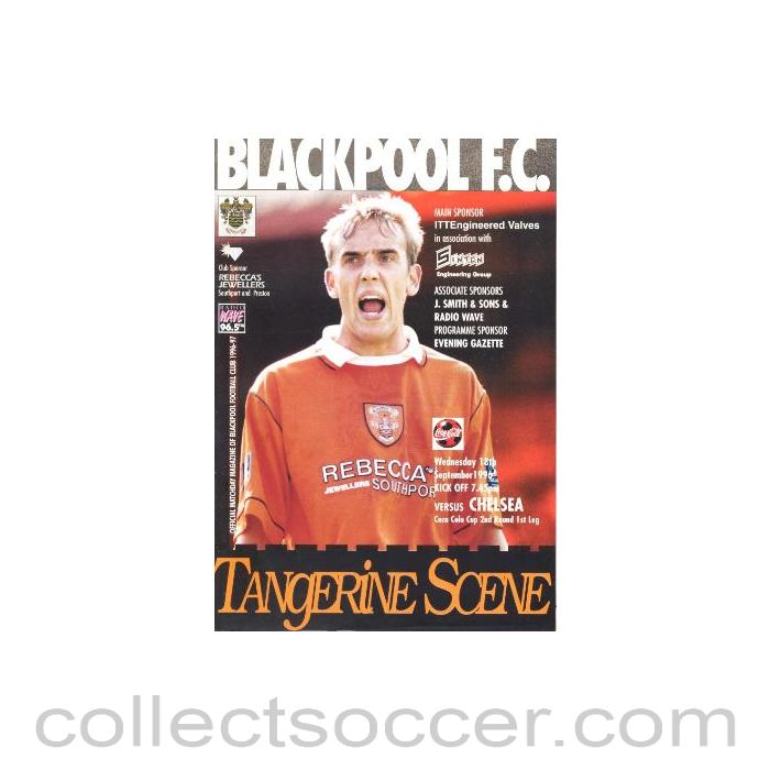 1996 - Blackpool v Chelsea official programme 18/09/1996 Coca Cola Cup, Rare!