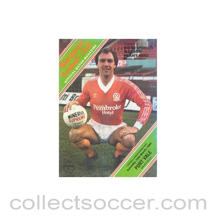 1983 - Blackpool v Port Vale official programme 12/03/1983 Football League