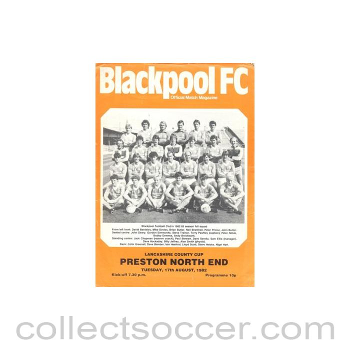 1982 - Blackpool v Preston North End official programme 17/08/1982 Lancashire County Cup