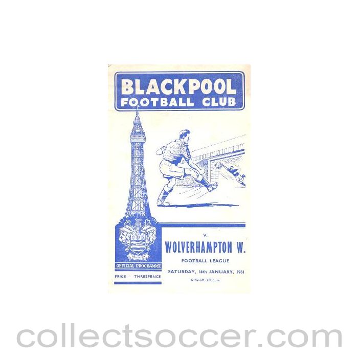 1961 - Blackpool v Wolverhampton Wanderers official programme 14/01/1961