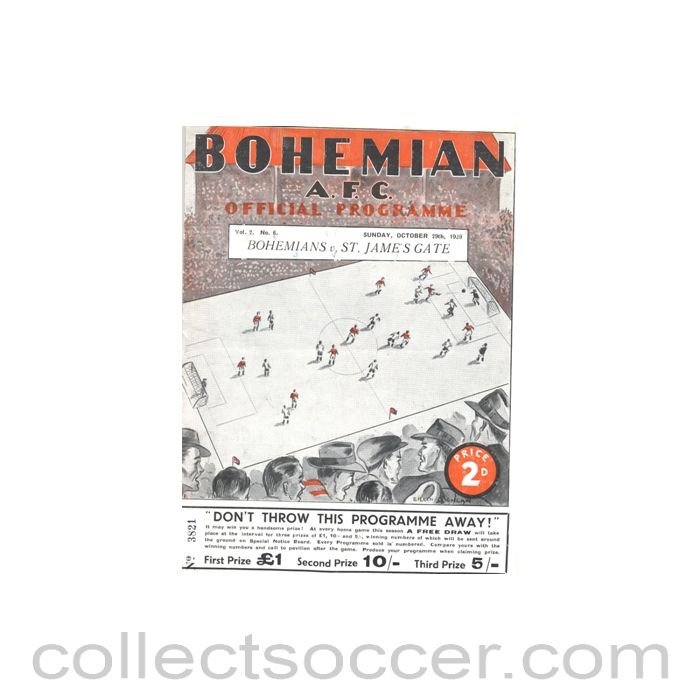 1939 - Bohemians v St. Jame's Gate official programme 29/10/1939