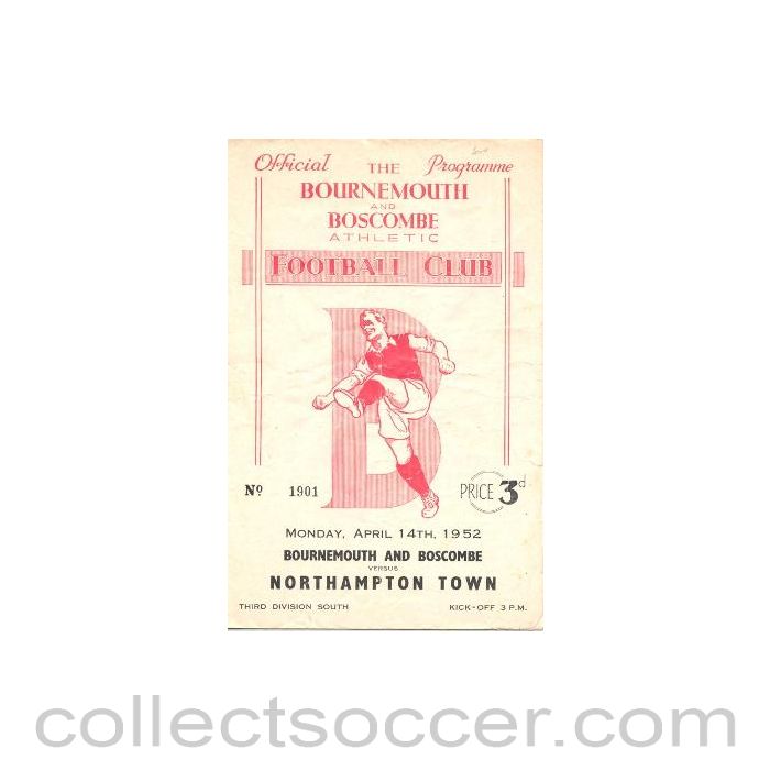 1952 - Bournemouth v Northampton official programme 14/04/1952
