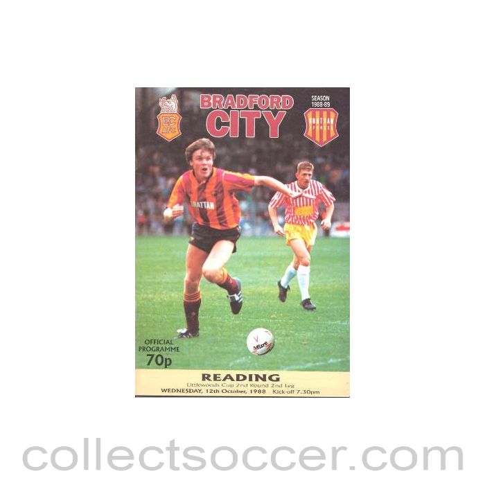 1988 - Bradford v Reading official programme 12/10/1988 Littlewoods Cup
