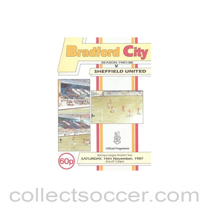 1987 - Bradford City v Sheffield United official programme 14/11/1987 Football League