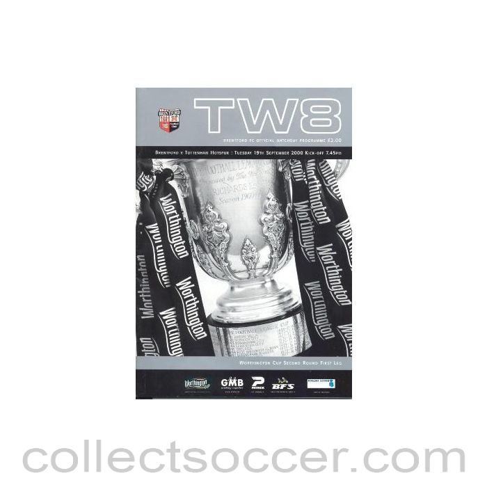 2000 - Brentford v Tottenham Hotspur official programme 19/09/2000