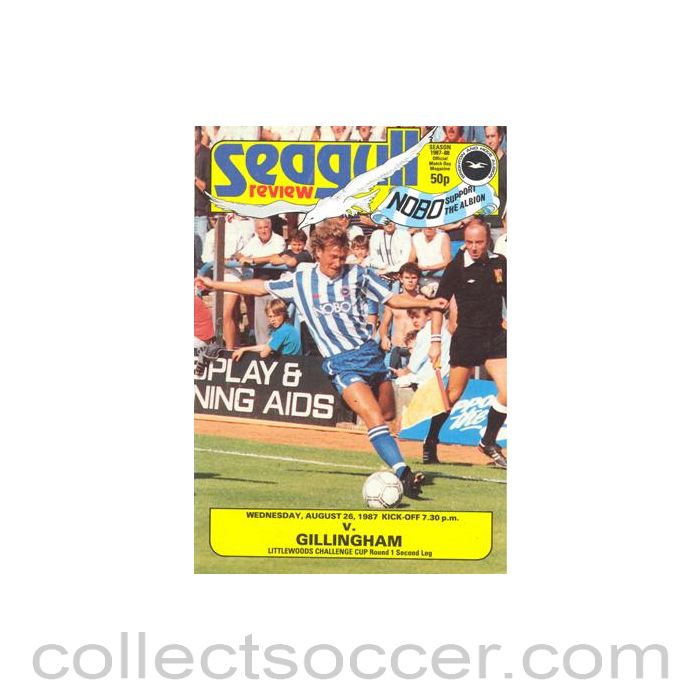 1987 - Brighton & Hove Albion v Gillingham official programme 26/08/1987 Littlewoods Cup