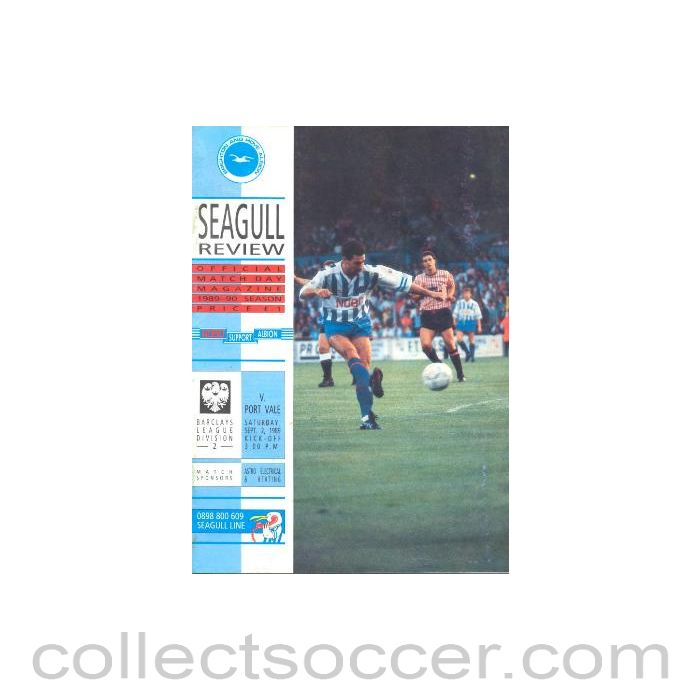 1989 - Brighton & Hove Albion v Port Vale official programme 02/09/1989 Barclays League