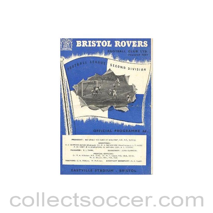 1954 - Bristol Rovers v Blackburn Rovers official programme 18/09/1954