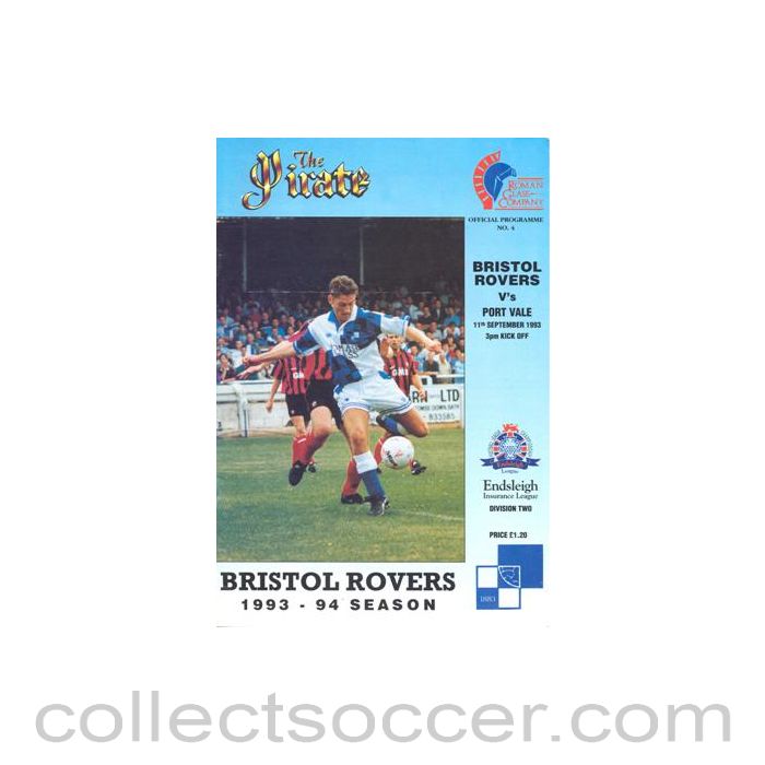 1993 - Bristol Rovers v Port Vale official programme 11/09/1993 Football League