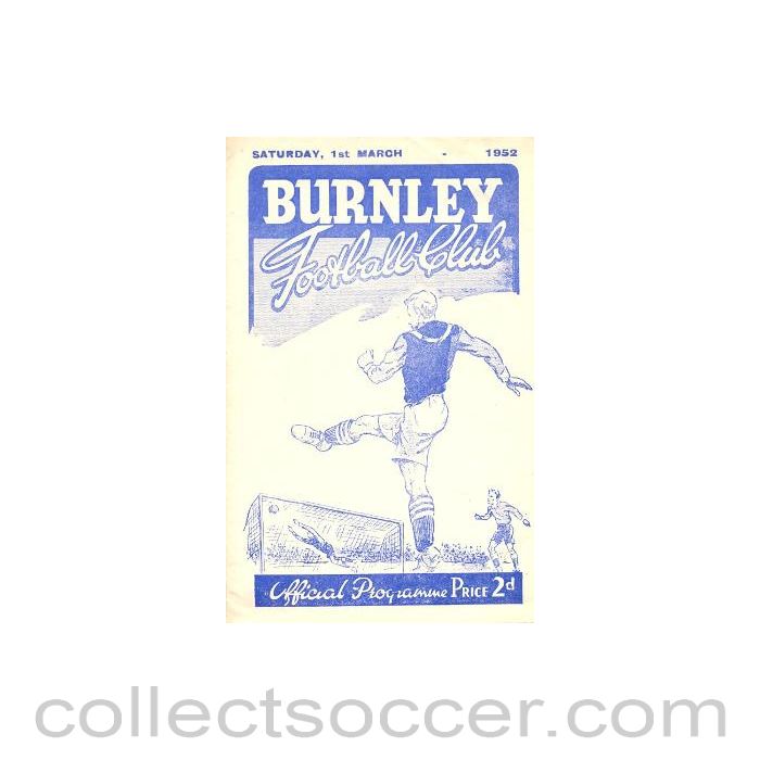 1952 - Burnley v Arsenal official programme 01/03/1952