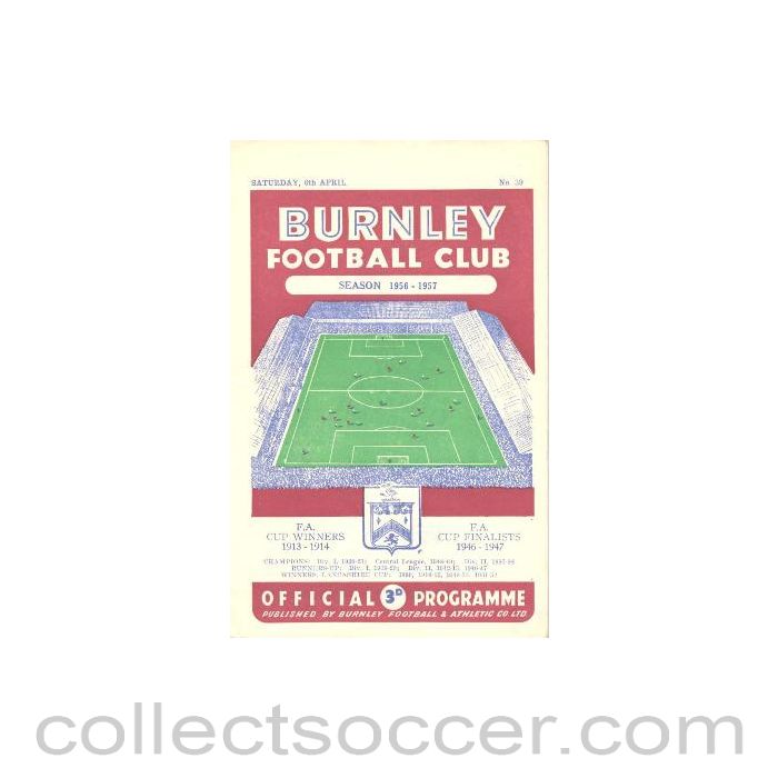 1957 - Burnley v Bolton Wanderers official programme 06/04/1957