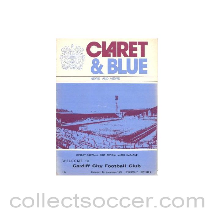 1976 - Burnley v Cardiff City official programme 04/12/1976