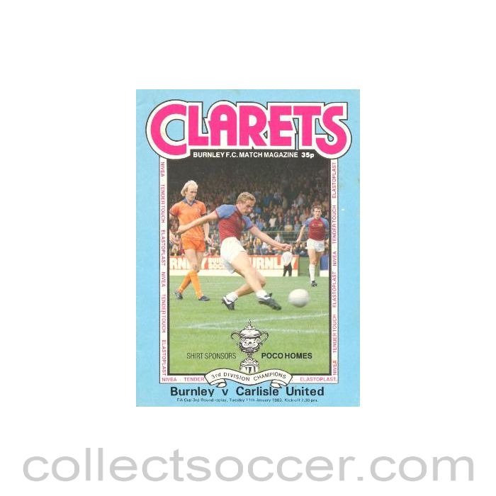 1983 - Burnley v Carlisle United official programme 11/01/1983