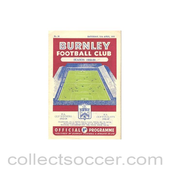 1959 - Burnley v Portsmouth official programme 11/04/1959