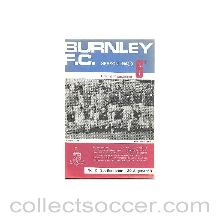 1968 - Burnley v Southampton official programme 20/08/1968