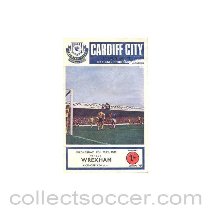 1971 - Cardiff City v Wrexham official programme 12/05/1971, half price