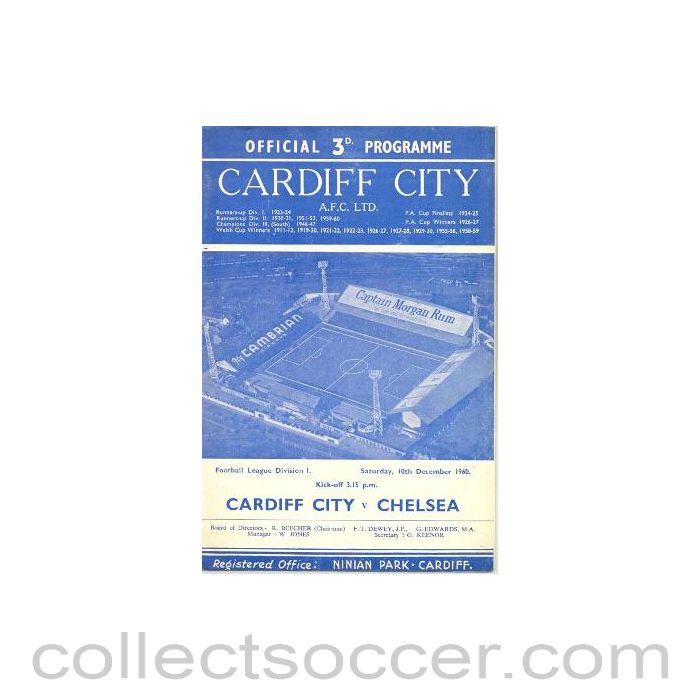1960 - Cardiff City v Chelsea official programme 10/12/1960
