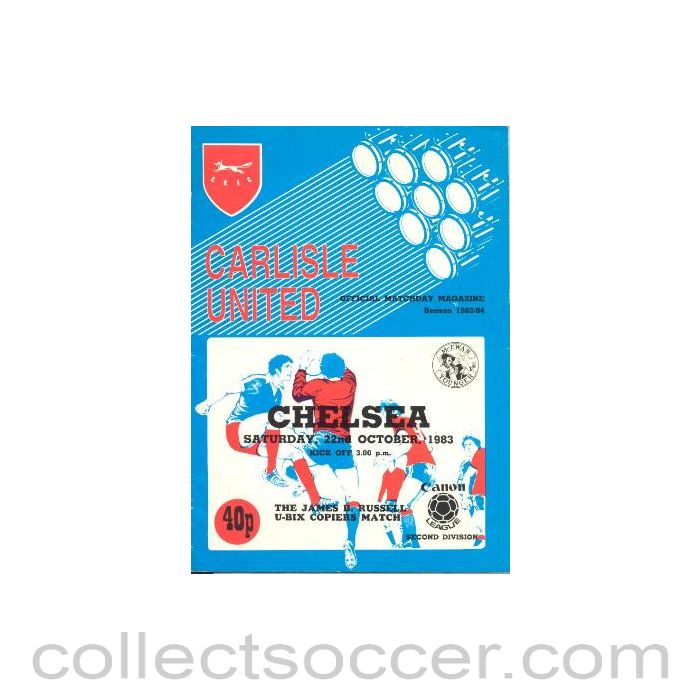 1983 - Carlisle United vChelsea official programme 22/10/1983