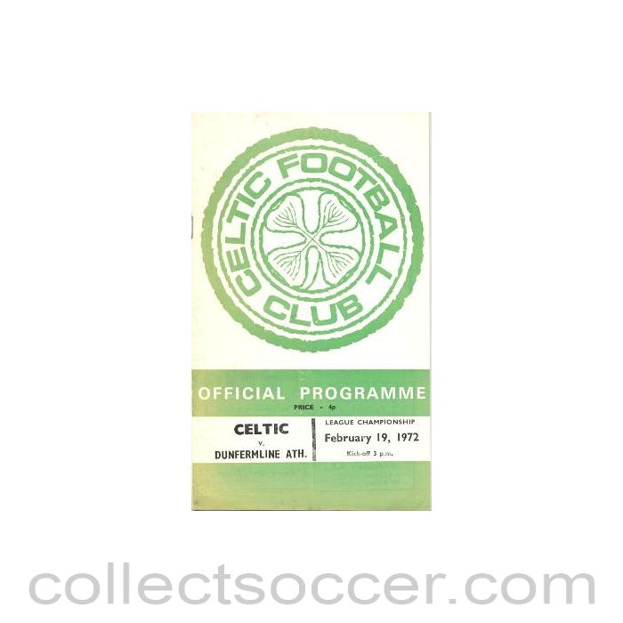 1972 - Celtic v Dunfermline official programme 19/02/1972