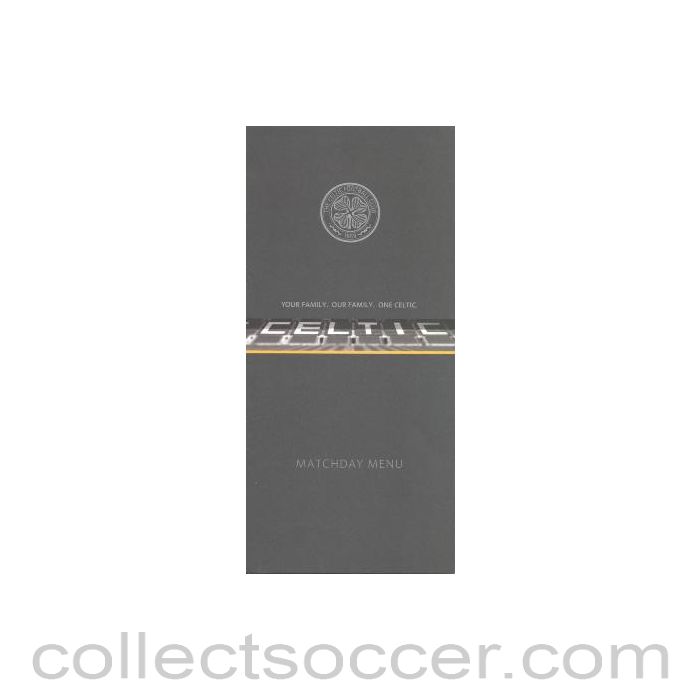 2010 - Celtic v Glasgow Rangers menu 03/01/2010