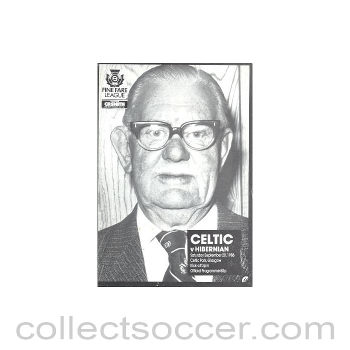 1986 - Celtic v Hibernian official programme 20/09/1986 League