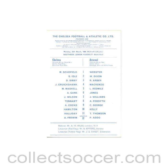 1968 - Chelsea v Arsenal official programme 25/03/1968