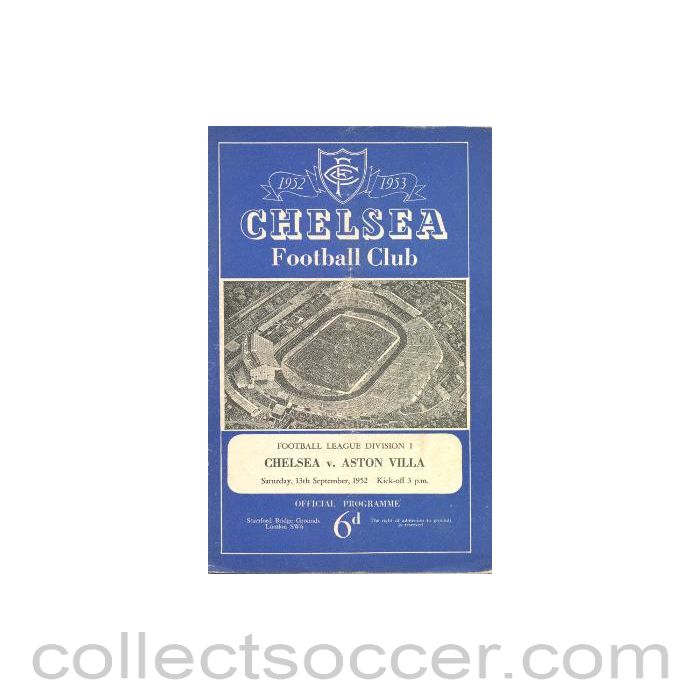 1952 - Chelsea v Aston Villa official programme 13/09/1952