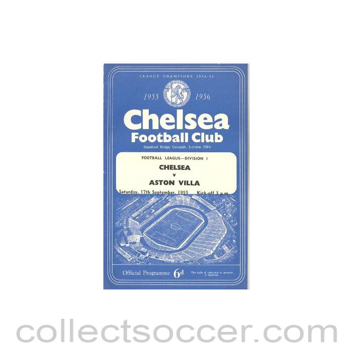 1955 - Chelsea v Aston Villa official programme 17/09/1955