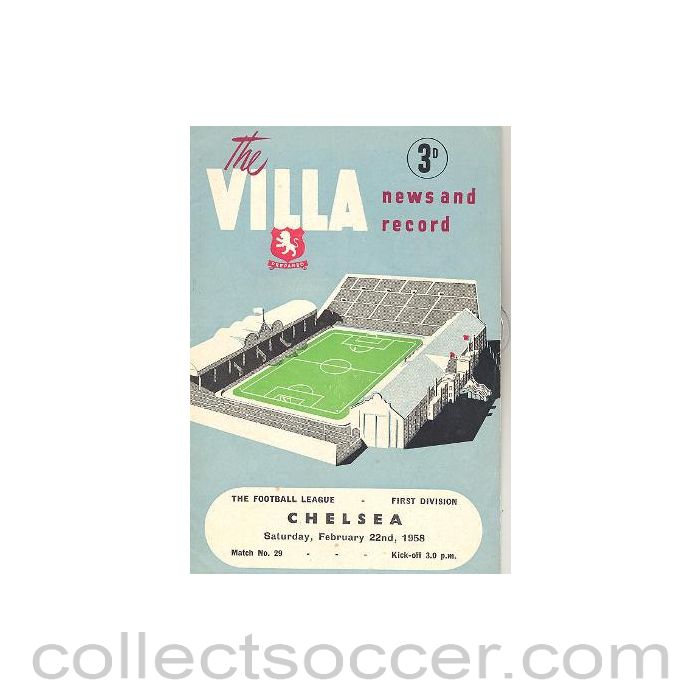 1958 - Aston Villa v Chelsea official programme 22/02/1958