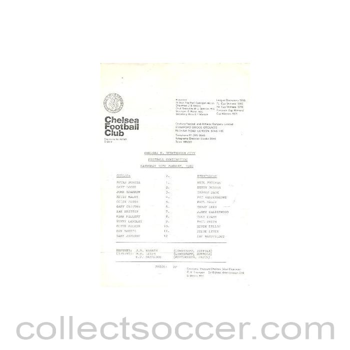 1980 - Chelsea v Birmingham City official programme 19/01/1980