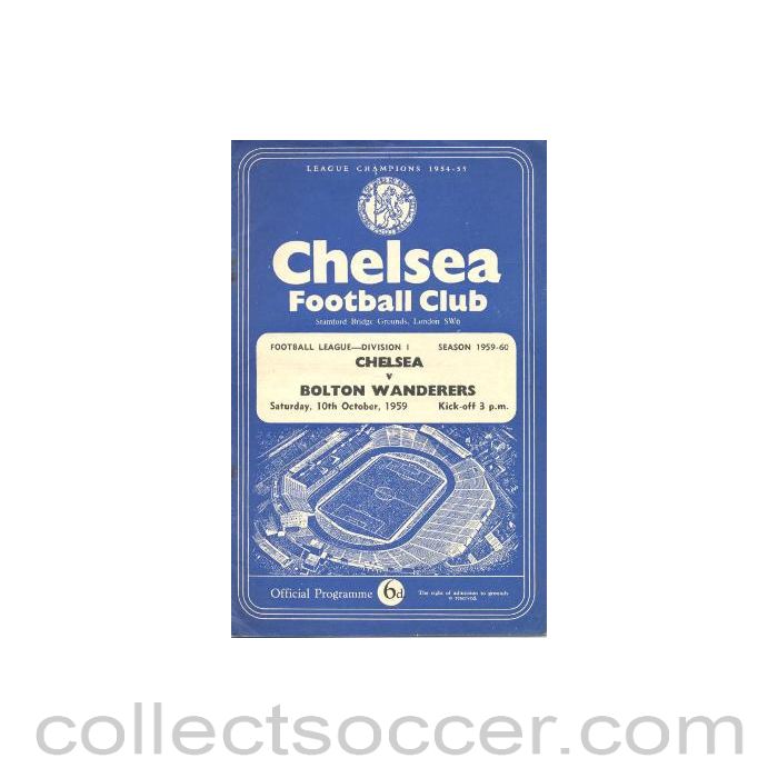 1959 - Chelsea v Bolton Wanderers official programme 10/10/1959