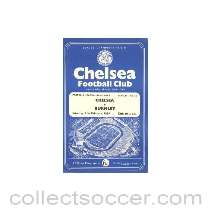 1959 - Chelsea v Burnley official programme 21/02/1959