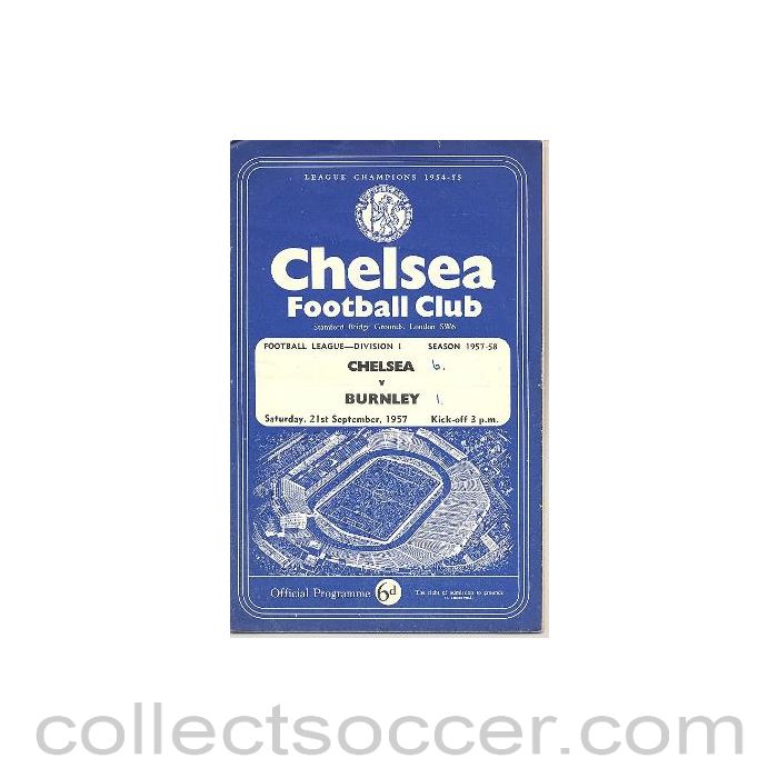 1957 - Chelsea v Burnley official programme 21/09/1957