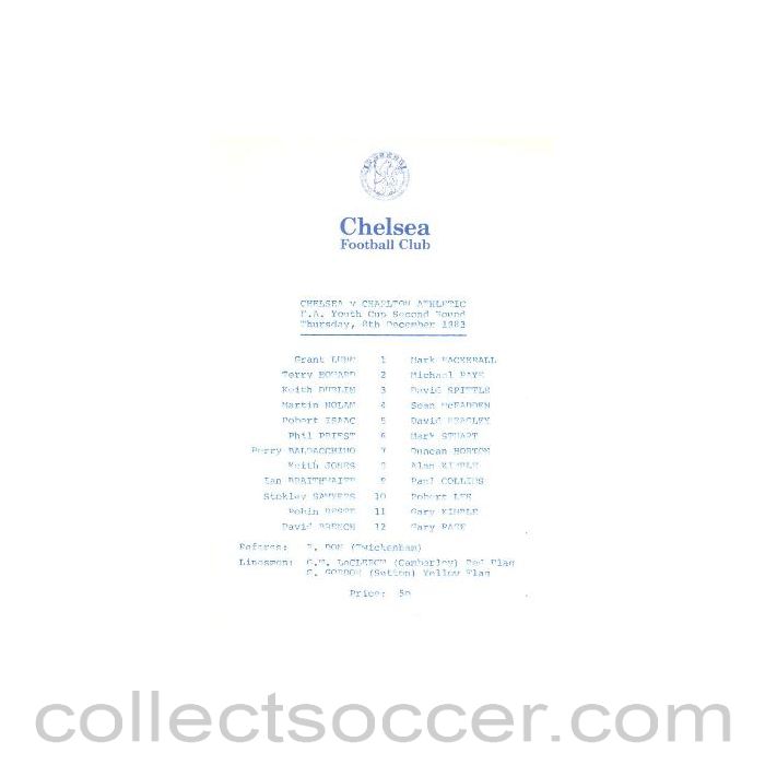 1983 - Chelsea v Charlton Athletic official programme 08/12/1983