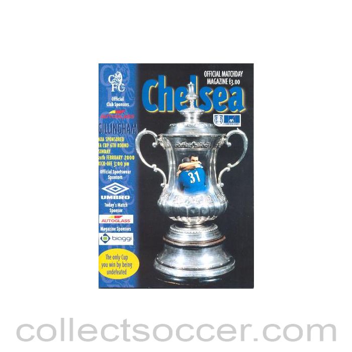2000 - Chelsea v Gillingham official programme 20/02/2000 F.A. Cup