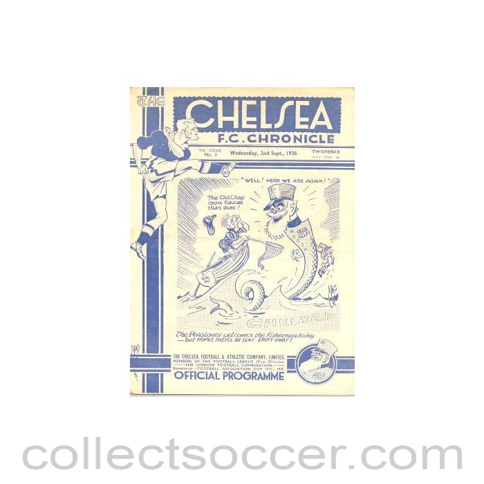 1936 - Chelsea v Grimsby Town official programme 02/09/1936