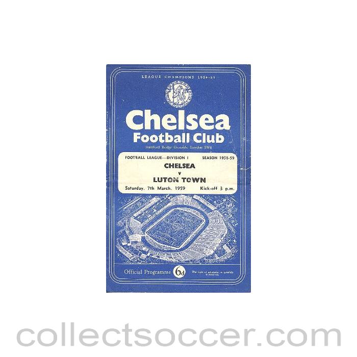1959 - Chelsea v Luton Town official programme 07/03/1959