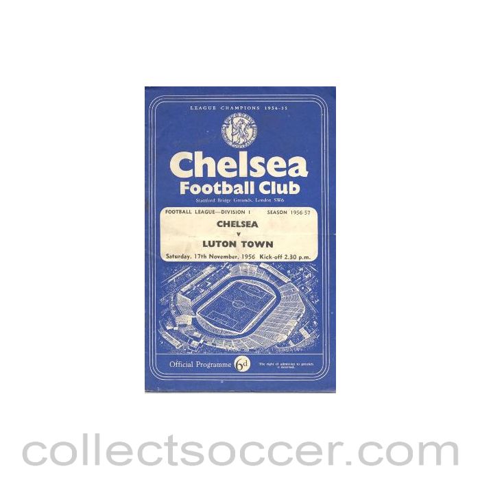 1956 - Chelsea v Luton Town official programme 17/11/1956