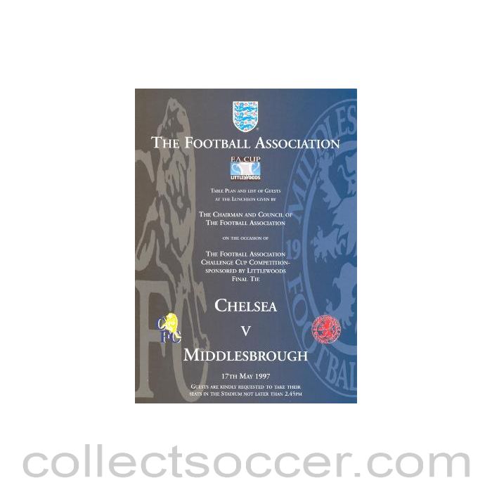 1997 - FA Cup Final 1997 Royal Box Programme of Arrangements Chelsea v Middlesbrough