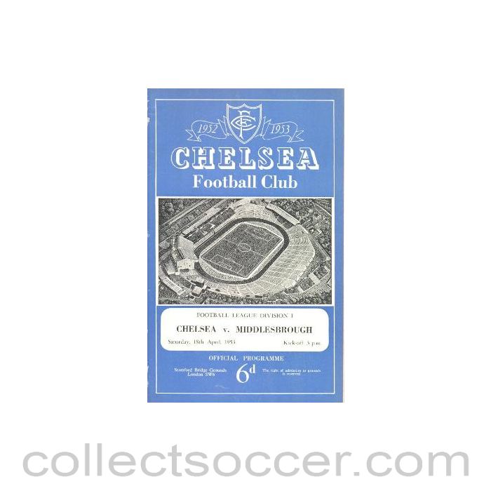 1953 - Chelsea v Middlesbrough official programme 18/04/1953