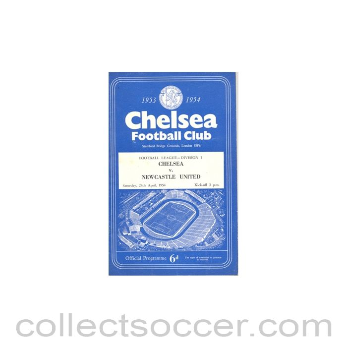 1954 - Chelsea v Newcastle United official programme 24/04/1954