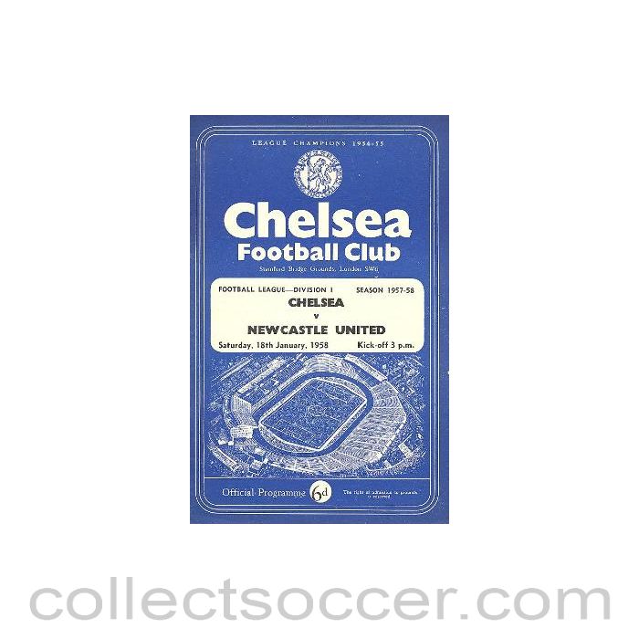 1958 - Chelsea v Newcastle United official programme 18/01/1958