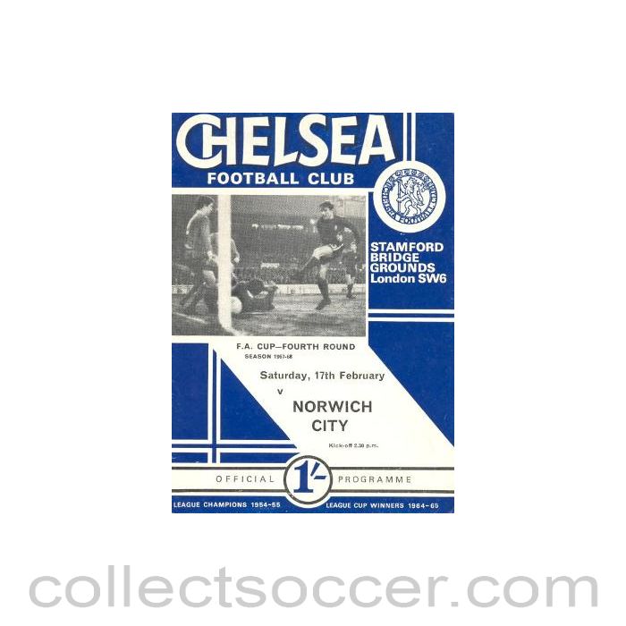 1968 - Chelsea v Norwich City official programme 17/02/1968