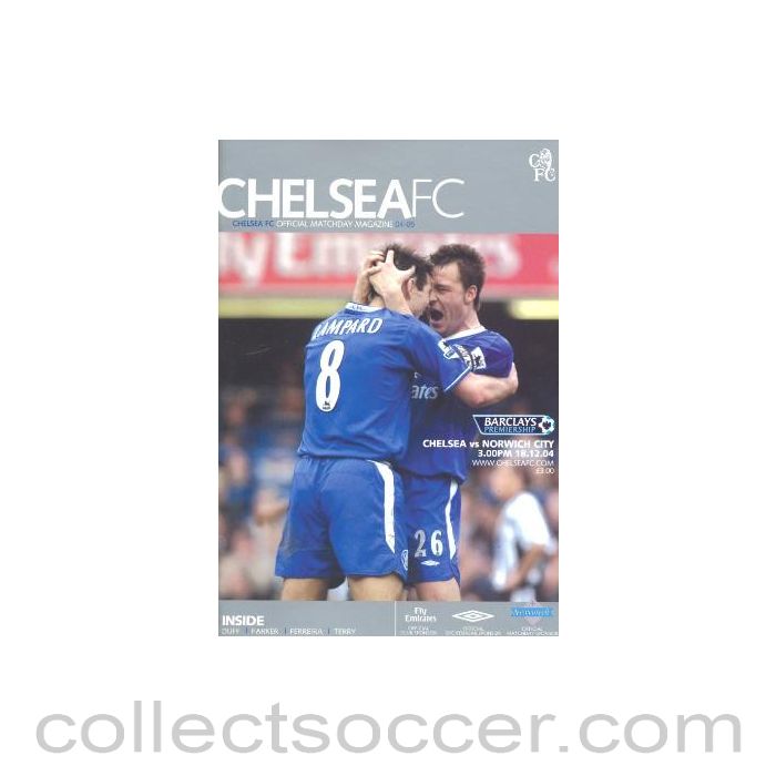 2004 - Chelsea v Norwich City official programme 18/12/2004