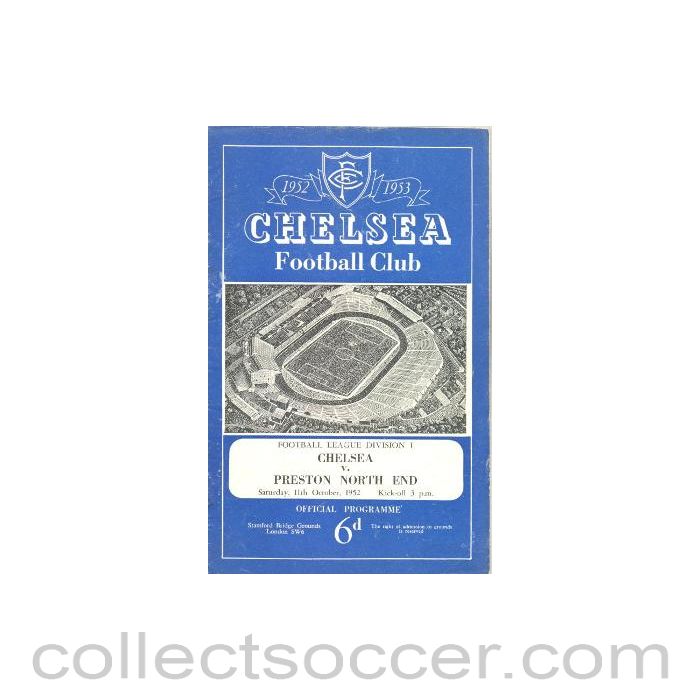 1952 - Chelsea v Preston North End official programme 11/10/1952