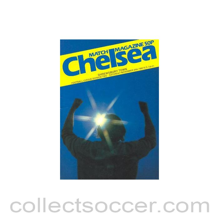 1982 - Chelsea v Shrewsbury Town official programme 20/11/1982